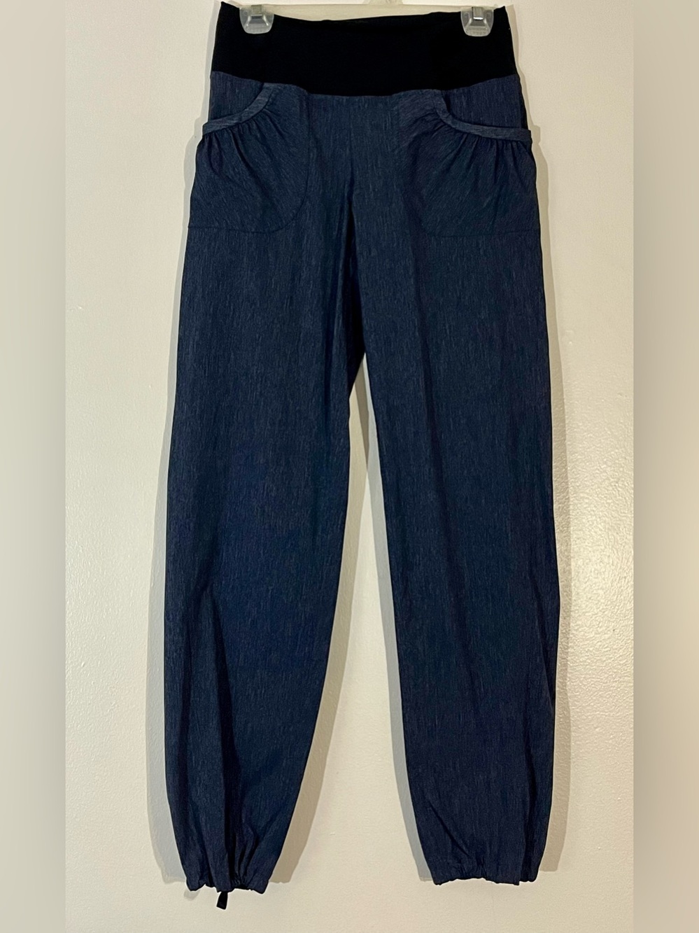 Prana Black and Dark Navy Nylon Jogger Pants with Comfort Waistband size Small